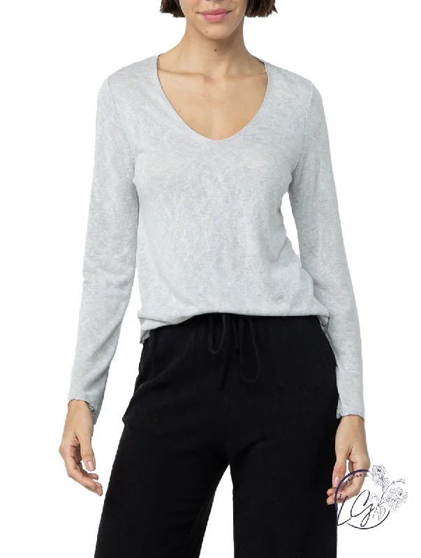 Lace - Trimmed Women Long Sleeve Top for an Elegant LookMy Favorite Basic Scoop Neck Long Sleeve