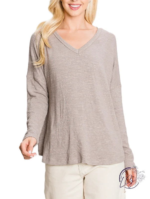 Cropped Women Long Sleeve Top to Pair with High - Waisted BottomsThe Daily Casual V-Neck Long Sleeve