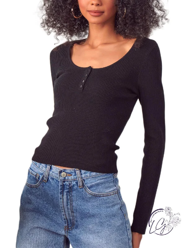 Ruffled Cuff Women Long Sleeve Top with a Feminine TouchWandering Around Ribbed Long Sleeve