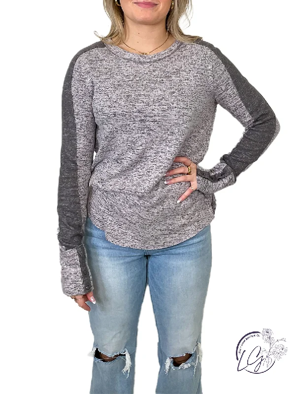 Cable - Knit Women Long Sleeve Top with a Cozy TextureCatch Me If You Can Brushed Two Tone Top