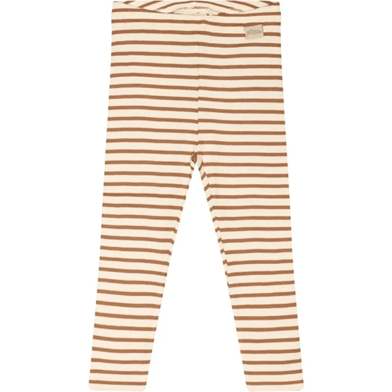 Petit Piao® Caramel/Off White Leggings Modal Striped