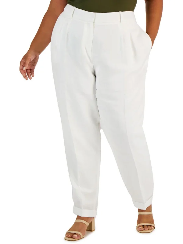 Plus Womens Pleat Front Wear To Work Ankle Pants