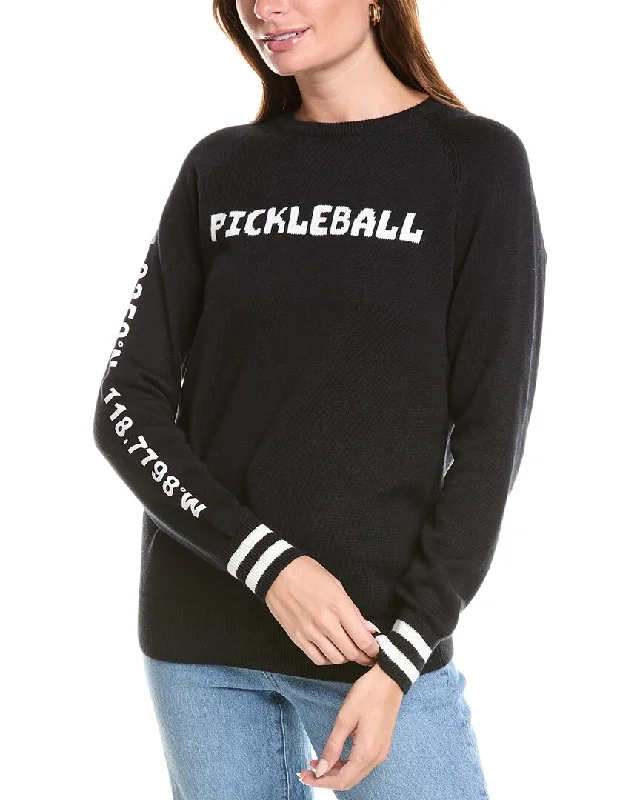 V - Neck Women Sweater to Elongate the Neckline27 Miles Malibu Pickleball Raglan Cashmere-Blend Sweater