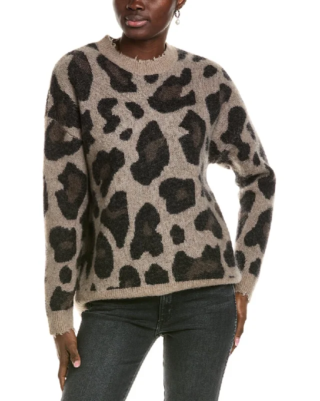 Mock - Neck Women Sweater for a Modern Twist27 Miles Malibu womens  Cheetah Print Crewneck Cashmere, Silk & Mohair-Blend