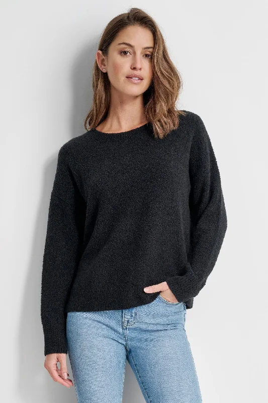 V - Neck Women Sweater to Elongate the NecklineBOUCLE CREW NECK SWEATER