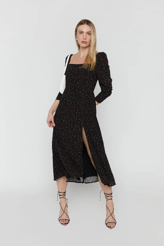 Lightweight Women Sweater for Spring and FallFLORAL MIDI DRESS