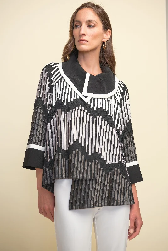 Striped Women Sweater with a Timeless PatternJoseph Ribkoff Graphic, Asymmetric Jacket