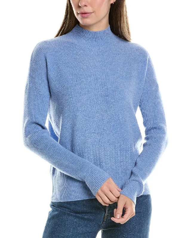 Cable - Knit Women Sweater with Intricate PatternsInCashmere Textured Stripe Cashmere Sweater