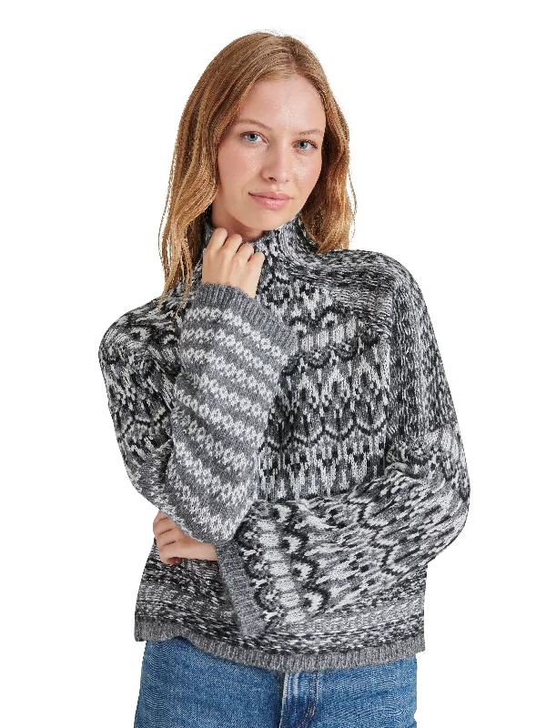 Organic Cotton Women Sweater for an Eco - Friendly ChoiceIndie Fair Isle Sweater, Charcoal Grey | Steve Madden