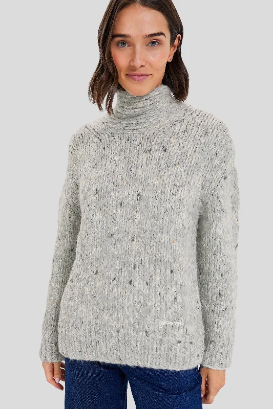 Open - Front Women Sweater for Easy LayeringPaloma Melange Chunky Marled Handknit Open Back Pullover