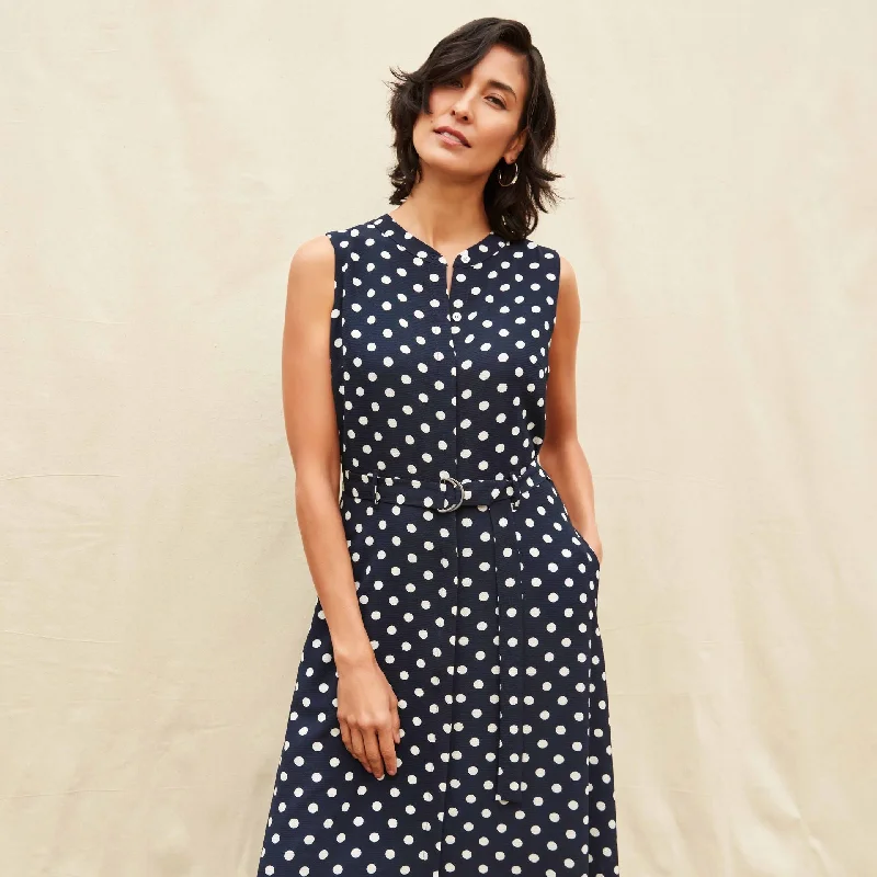 Lightweight Women Sweater for Spring and FallJoseph Ribkoff Sleeveless, Polka Dot Midi Dress