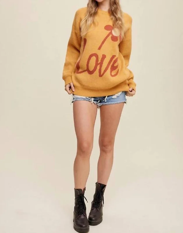 Turtleneck Women Sweater for a Classic and Elegant StyleThinking About Love Knit Sweater In Mustard