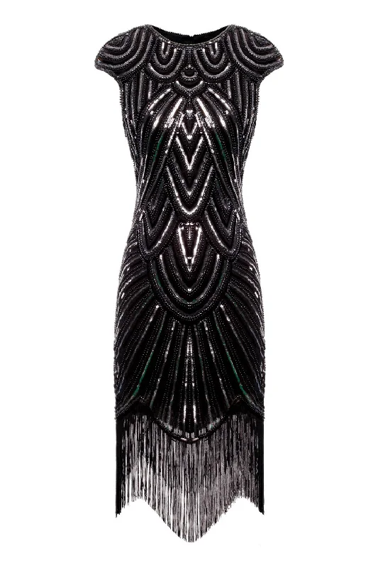 Sheath Women Dress with a Tailored Fit for a Professional LookBlack Gatsby Glitter Fringe 1920s Dress