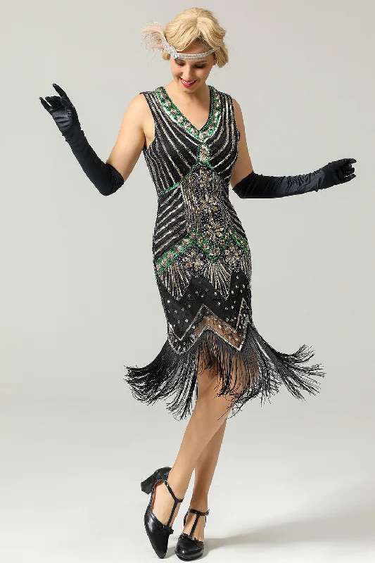 Plus Size Women Dress with a Flattering A - Line Cut for Comfort and StyleGlitter Fringe 1920s Flapper Dress