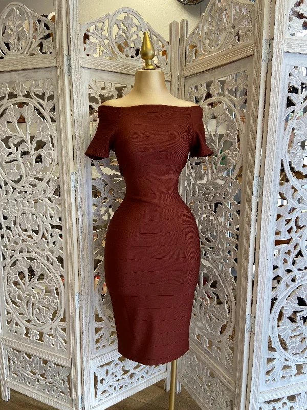 Shift Women Dress with a Simple and Classic Design for Everyday WearBrown Bandage Dress