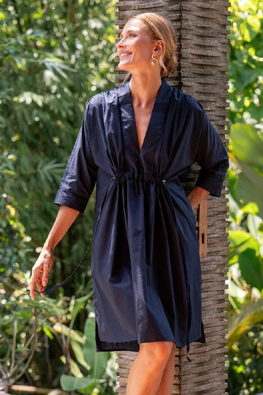 Maxi Women Dress with Floral Print for a Bohemian VibeFinley Poplin Short Kaftan Dress in Navy