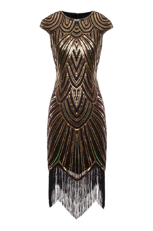 Little Black Women Dress with Sequins for a Glamorous Night OutGold Gatsby Glitter Fringe 1920s Dress