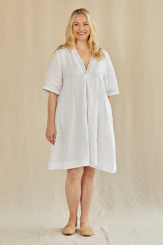 Halter Neck Women Dress to Show Off the Shoulders and NecklineKora A-Line Linen Dress in Coconut