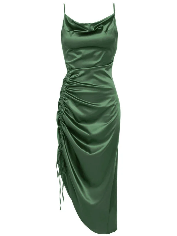 Empire Waist Women Dress to Accentuate the Bust and Conceal the Waist1960s Drawstring Spaghetti Strap Pencil Dress