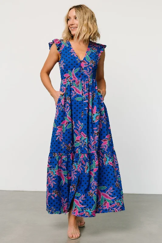 Off - the - Shoulder Women Dress for a Romantic and Feminine LookBiscayne Maxi Dress | Indigo Print