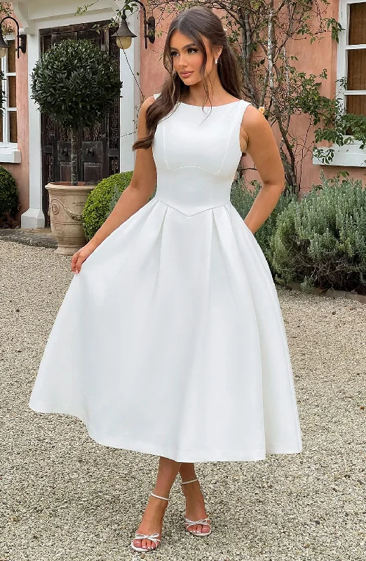 Mermaid - Style Women Dress with a Fitted Silhouette for Special OccasionsClarabella Midi Dress - Ivory