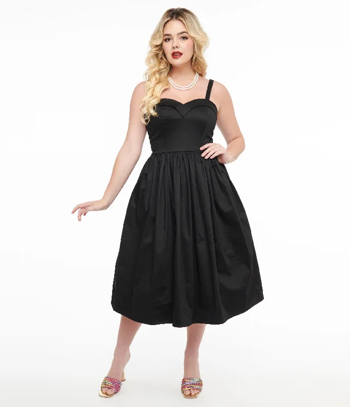 Strapless Women Dress with a Built - in Bra for Comfort and SupportCollectif 1950s Black Kiana Swing Dress