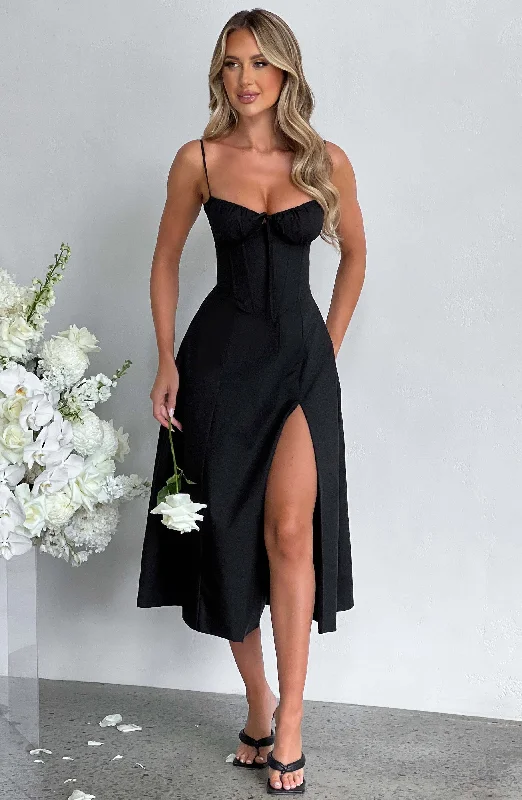 Ball Gown Women Dress with a Full Skirt for a Princess - like LookDeanna Midi Dress - Black