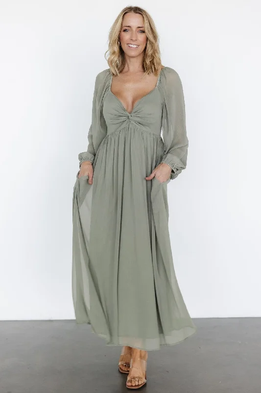 Ball Gown Women Dress with a Full Skirt for a Princess - like LookDione Midi Dress | Dusty Olive