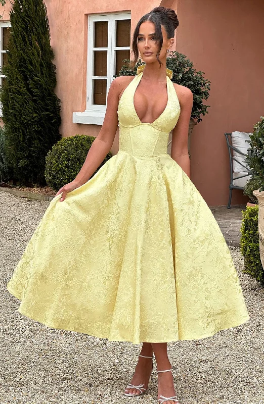 Empire Waist Women Dress to Accentuate the Bust and Conceal the WaistEffie Midi Dress - Lemon