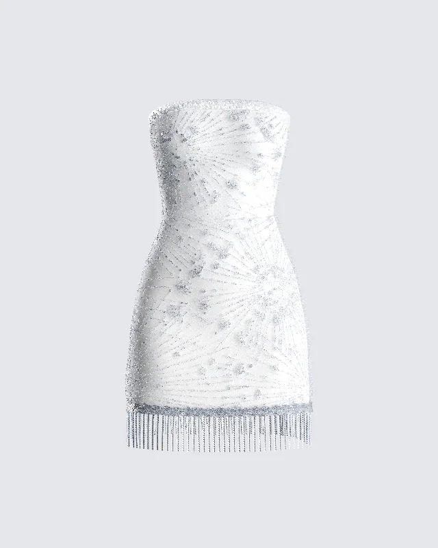 Ruffled Women Dress with Multiple Layers for a Playful and Girly StyleJocelyn White Sequin Mini Dress