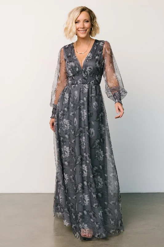 Off - the - Shoulder Women Dress for a Romantic and Feminine LookLayla Tulle Maxi Dress | Slate Floral