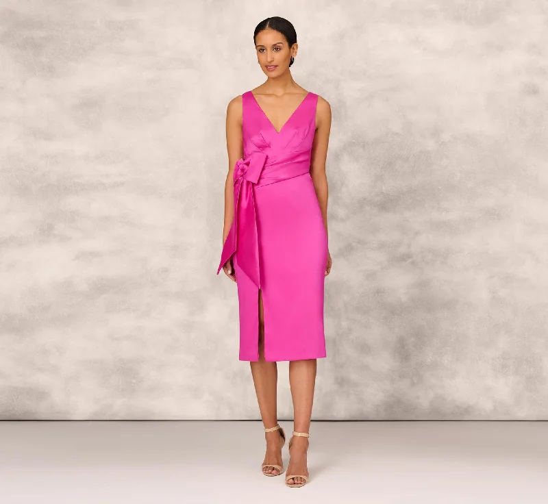 Pleated Women Dress with a Timeless and Elegant TextureShutter Pleat Satin Dress In Pink Flame