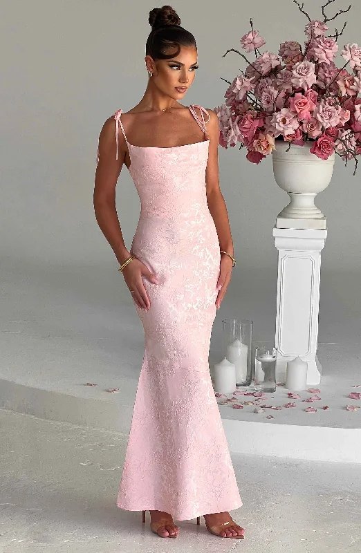 Ruffled Women Dress with Multiple Layers for a Playful and Girly StyleWhitney Maxi Dress - Blush