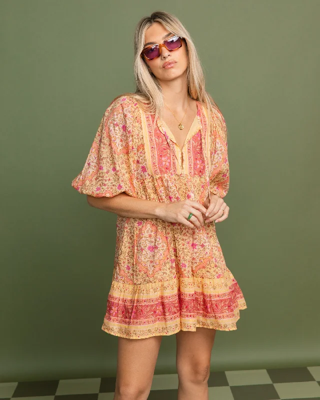 Ruffled Women Dress with Multiple Layers for a Playful and Girly StyleAmbers Mini Dress - Pale Yellow