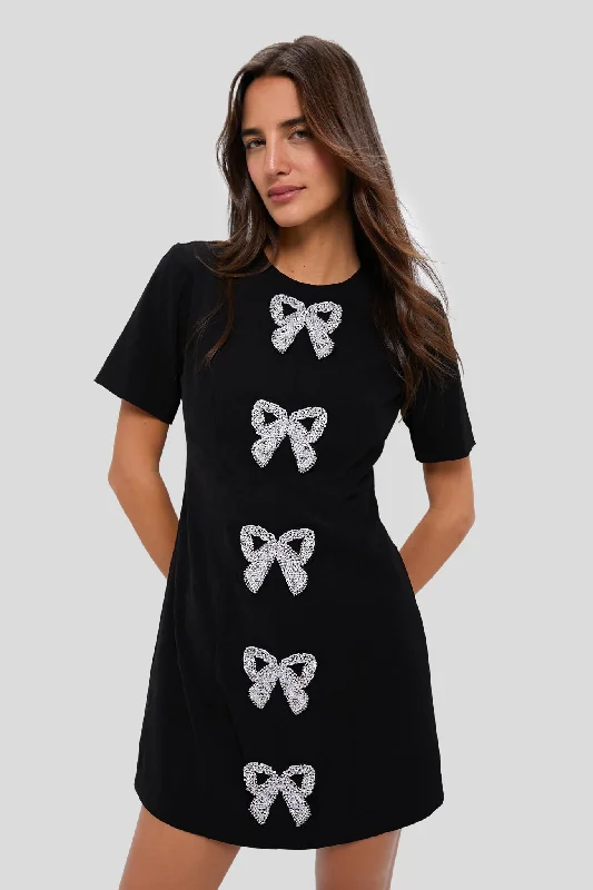 Long - Sleeve Women Dress in Velvet for a Luxurious Winter LookBeaded Bows Bernadette Mini Dress