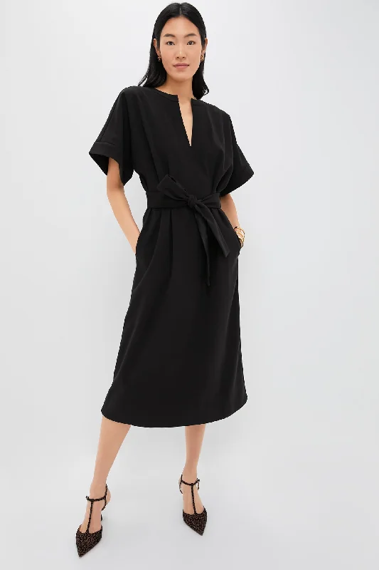 Strapless Women Dress with a Built - in Bra for Comfort and SupportBlack Double Face Flannel Gianna Dress