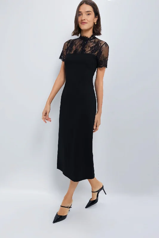 Mermaid - Style Women Dress with a Fitted Silhouette for Special OccasionsBlack Lace Agatha Midi Dress