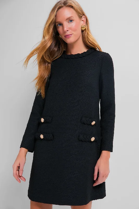 Lace - Embellished Women Dress for an Elegant and Sophisticated AppearanceBlack Tweed Long Sleeve Jackie Dress