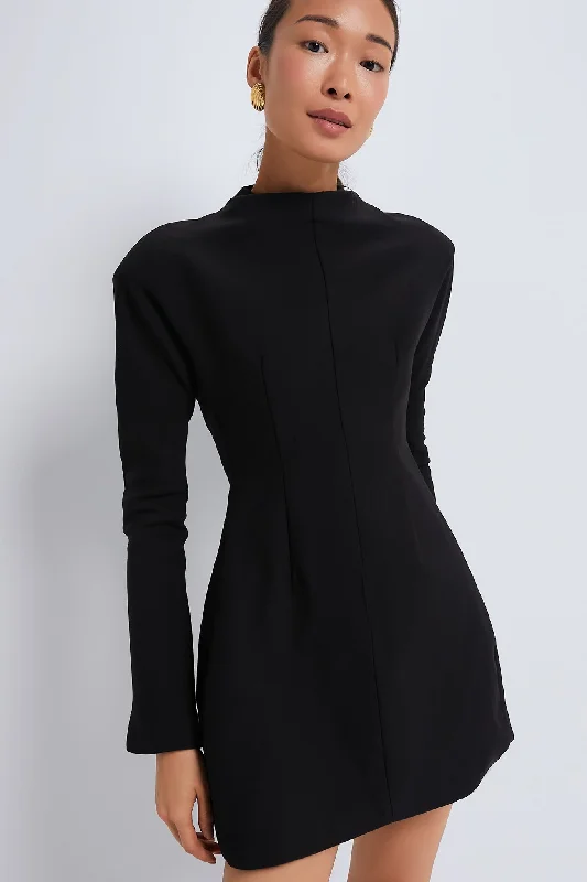 Off - the - Shoulder Women Dress for a Romantic and Feminine LookBlack Wool Contoured Turtleneck Long Sleeve Mini Dress