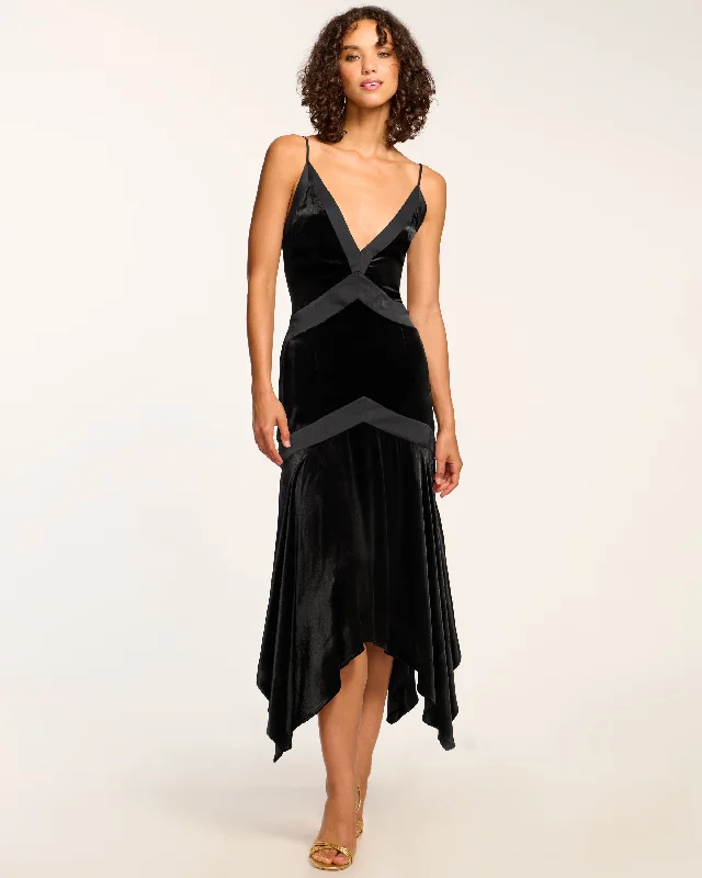 Pleated Women Dress with a Timeless and Elegant TextureLouisa Velvet Midi Slip Dress