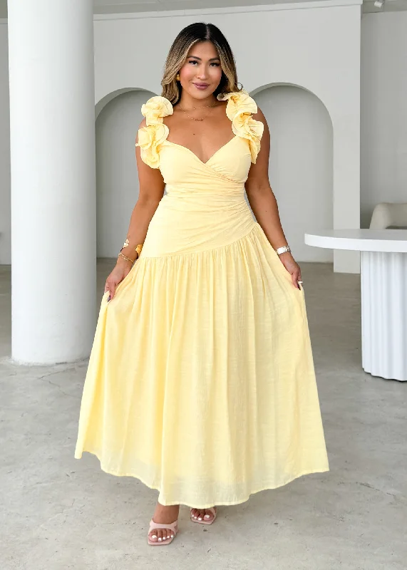 Backless Women Dress for a Sexy and Alluring Look at Evening EventsAllara Maxi Dress - Lemon