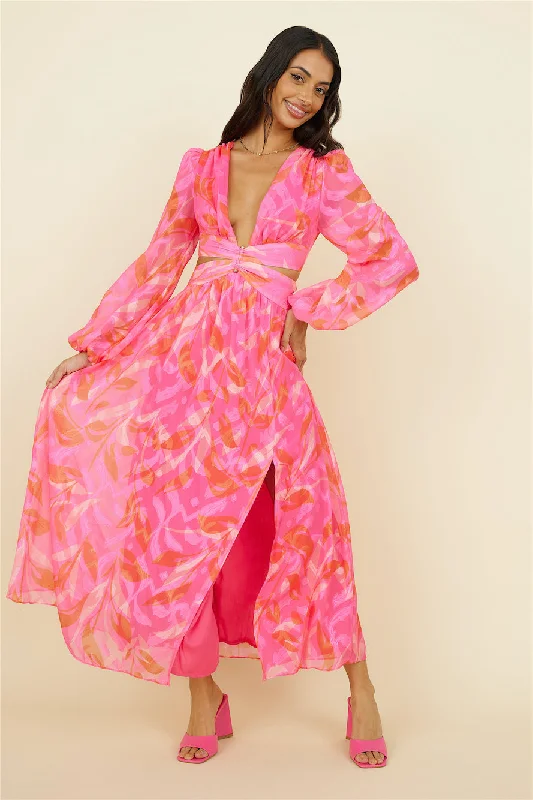 Ruffled Women Dress with Multiple Layers for a Playful and Girly StyleAngel City Maxi Dress Pink