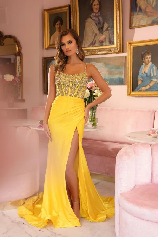 Mini Women Dress with a Short Hem for a Young and Trendy StyleAva Presley Illusion Corset Prom Dress 40115