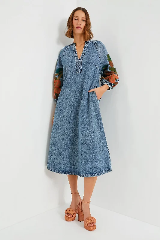 Wrap - Style Women Dress with Adjustable Fit for All Body TypesBlue Denim Cathleen Dress