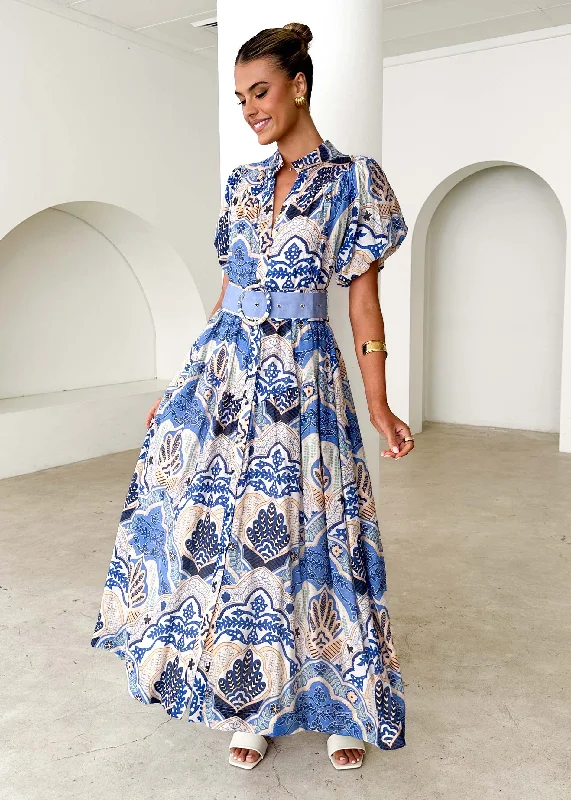 Mermaid - Style Women Dress with a Fitted Silhouette for Special OccasionsCiroc Maxi Dress - Blue Paisley