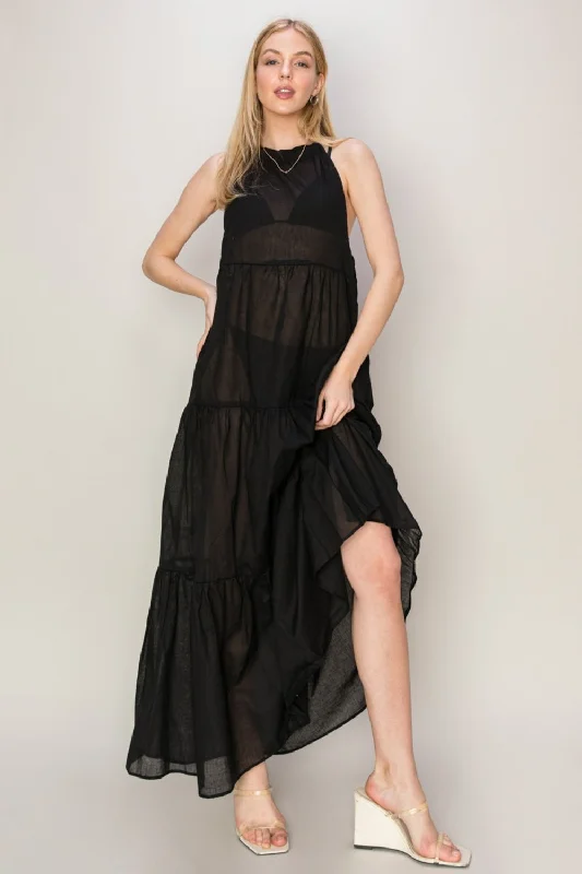 Long - Sleeve Women Dress in Velvet for a Luxurious Winter LookHYFVE Halter Neck Cover Up Maxi Dress