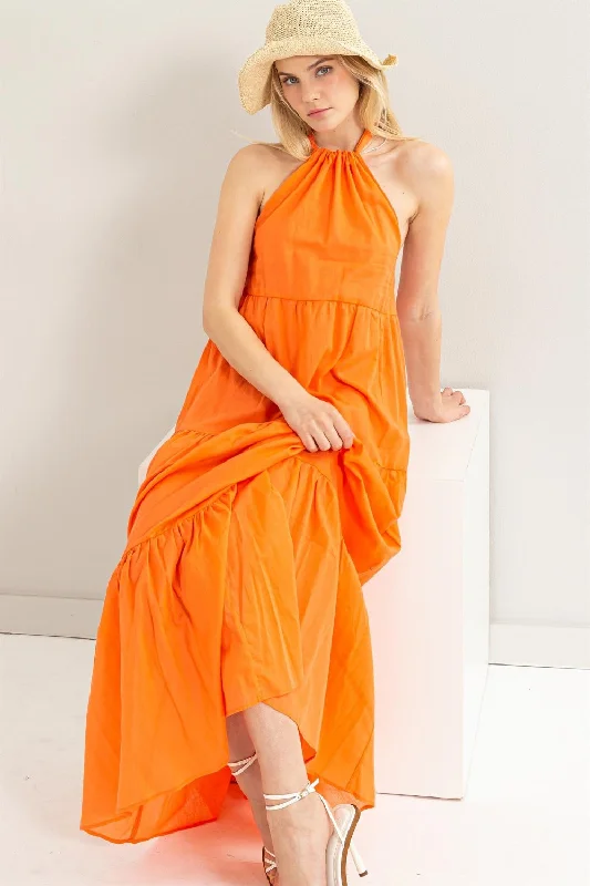 Sleeveless Women Dress in Bright Colors for Summer PartiesHYFVE Halter Neck Cover Up Maxi Dress