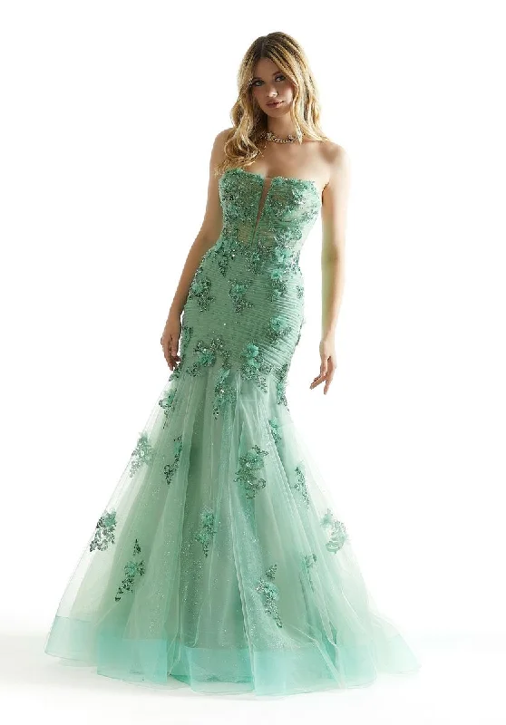 Strapless Women Dress with a Built - in Bra for Comfort and SupportMorilee Strapless 3D Floral mermaid Prom Dress 49008