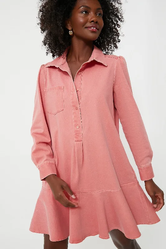 Shift Women Dress with a Simple and Classic Design for Everyday WearNantucket Red Stretch Twill Callahan Shirt Dress