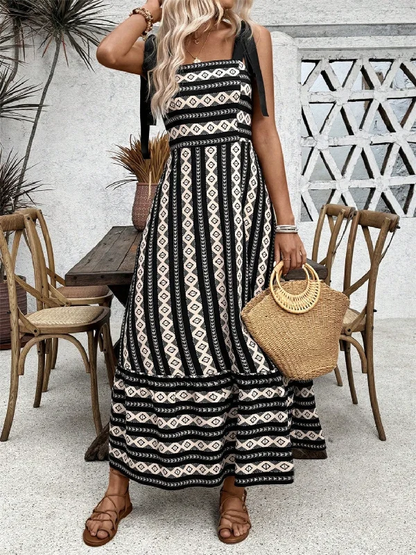 Lace - Embellished Women Dress for an Elegant and Sophisticated AppearancePrinted Square Neck Maxi Cami Dress